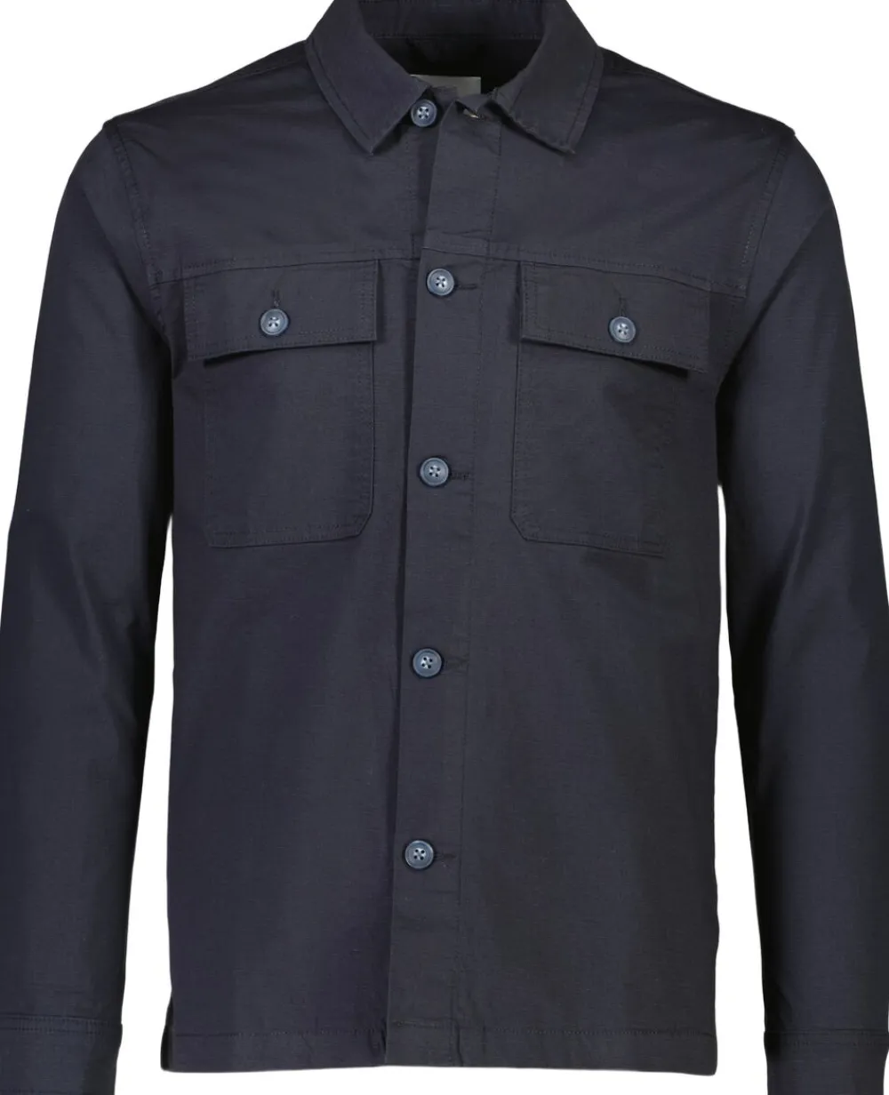 Lindbergh Rip stop overshirt L/S Navy Sale