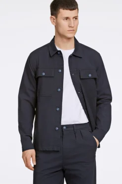 Lindbergh Rip stop overshirt L/S Navy Sale