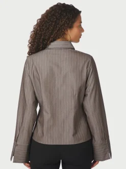 Rosa Pinstripe Melange Shirt>Neo Noir New