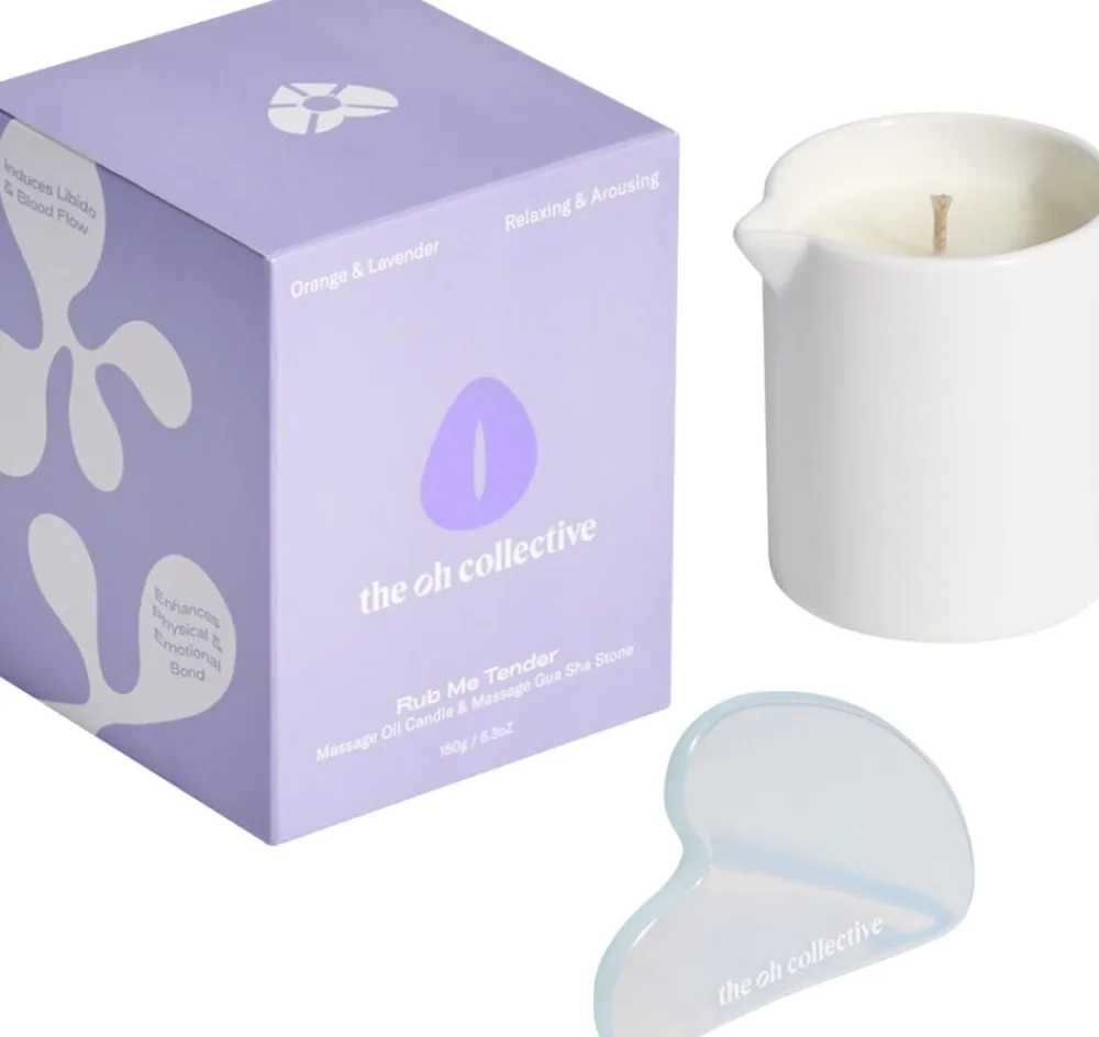 The Oh Collective Rub Me Tender - Relaxing Massage candle with Guasha stone 10