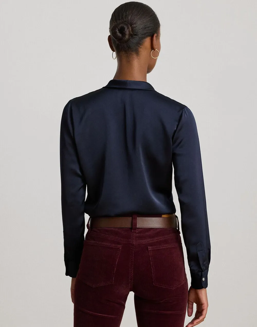 Lauren Ralph Lauren Satin Charmeuse Tie-Neck Blouse Lauren navy Outlet