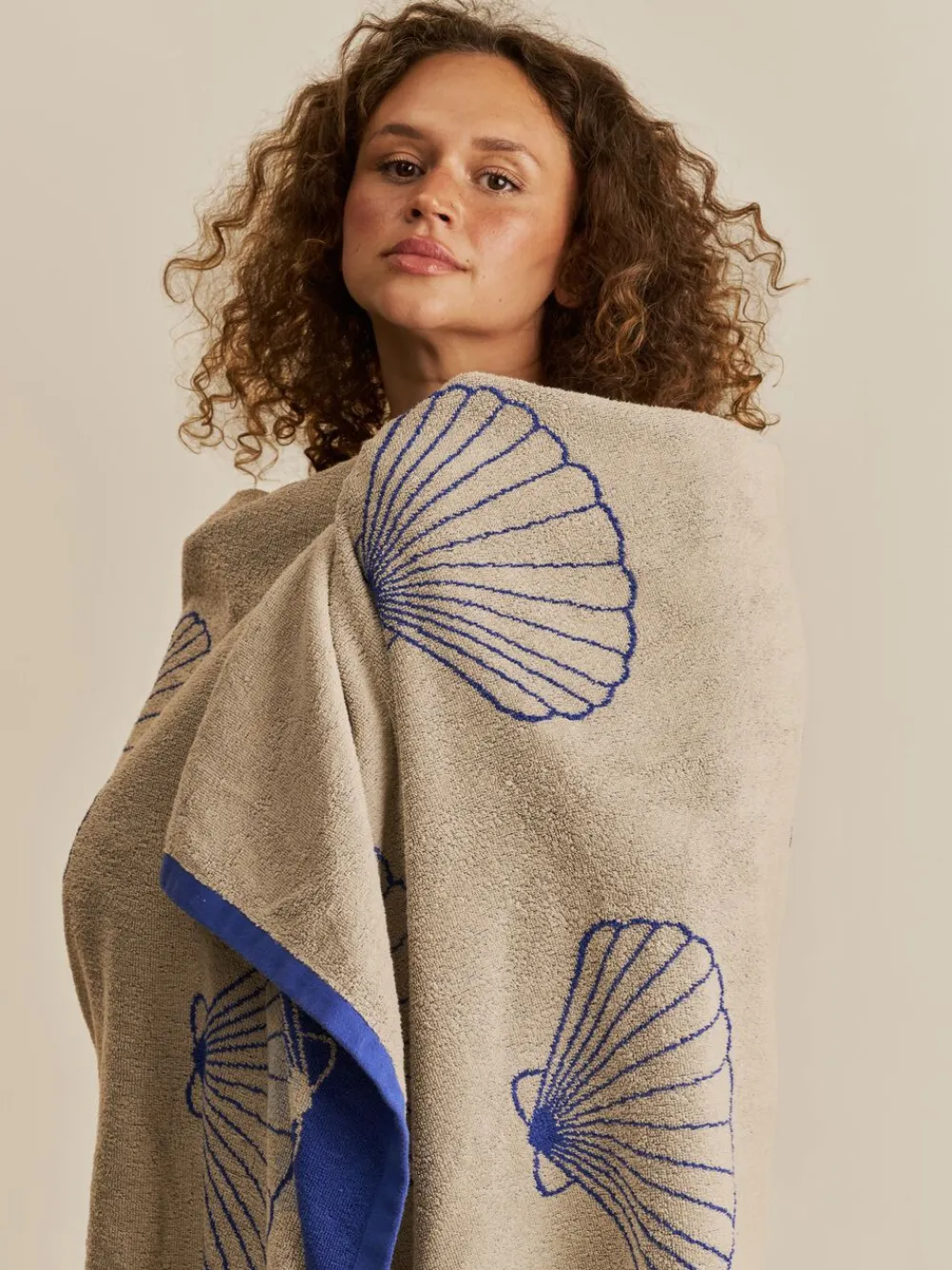 Shell Beach Towel - Sand/Cartel Blue>Cartel Copenhagen Outlet