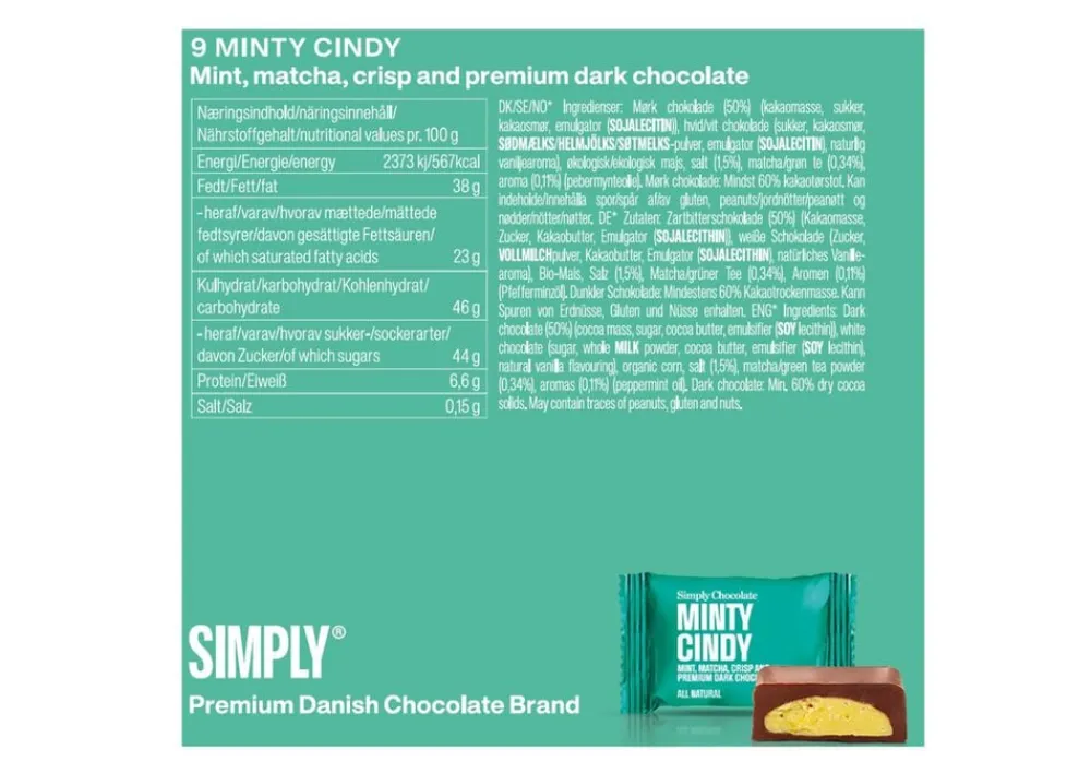 Simply Chocolate Simply® MINTY CINDY chokoladeæske (90g) New