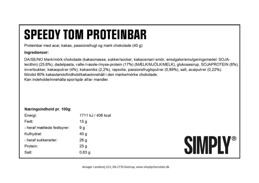 Simply® SPEEDY TOM Proteinbar (40g)>Simply Chocolate