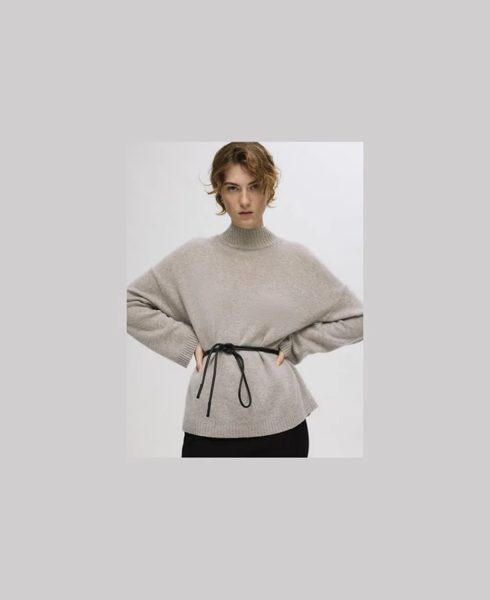 Selected SLFCILLE LS CASHMERE BLEND KNIT HIGH NECK NOOS Irish cream/melange Best