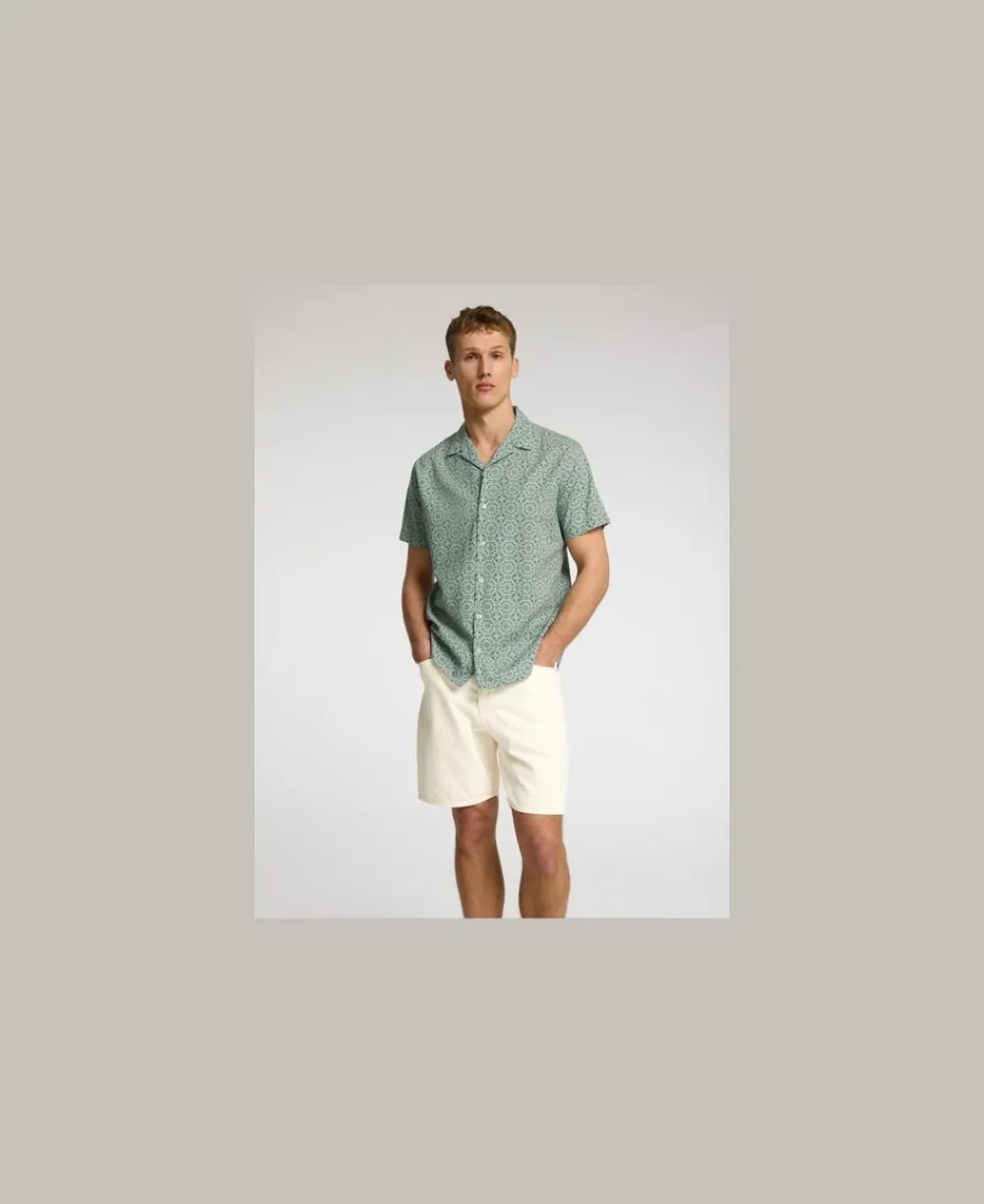 Selected SLHREG ALEX 201 ECRU HEMP SHORTS White denim Hot