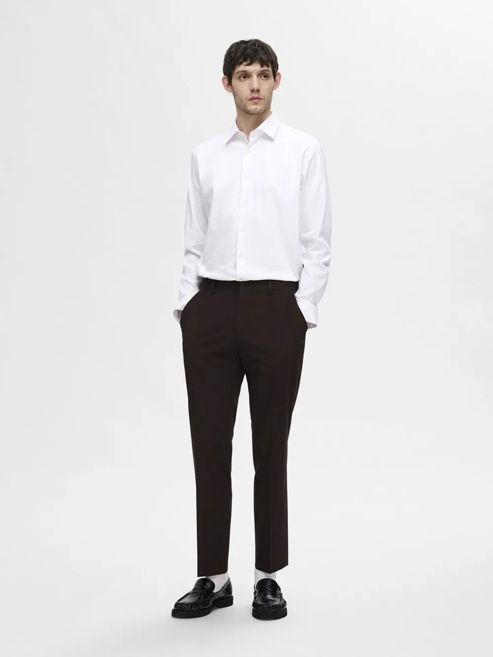 Selected SLHSLIM-PERFORMANCE SHIRT LS NOOS Bright white Discount