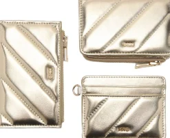 MANGO Small quilted wallet Gold Clearance