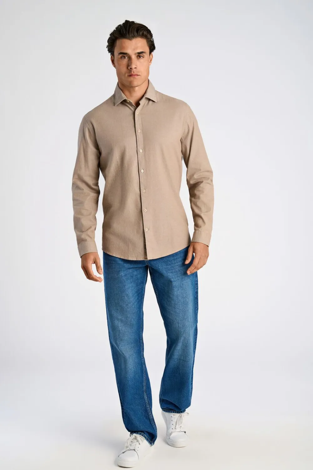 Lindbergh Soft indigo stretch shirt L/S