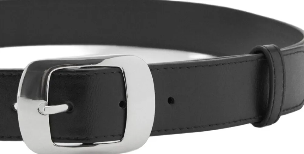 MANGO Square buckle belt Black Hot