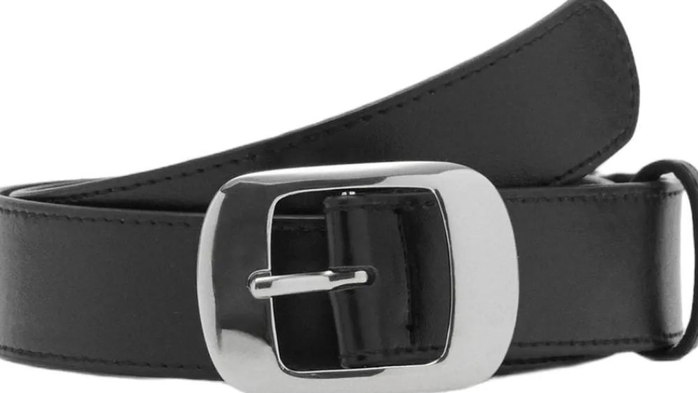 MANGO Square buckle belt Black Hot
