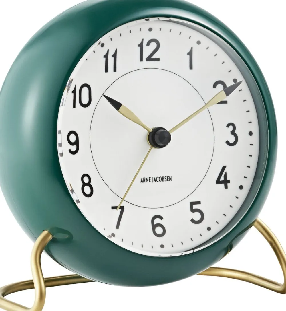 Arne Jacobsen Clocks Station bordur grøn/hvid, Ø 11 cm, alarm