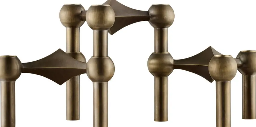 STOFF Nagel candle holder/stage set with 3 pcs - bronzed bra New
