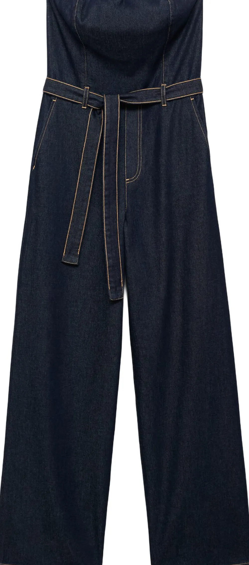 MANGO Strapless denim jumpsuit Open blue