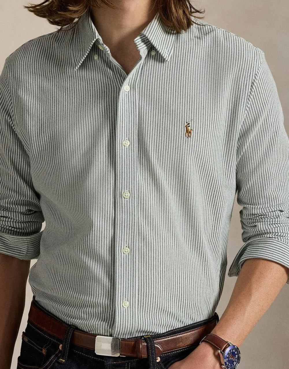 Striped Knit Oxford Shirt>Polo Ralph Lauren Hot