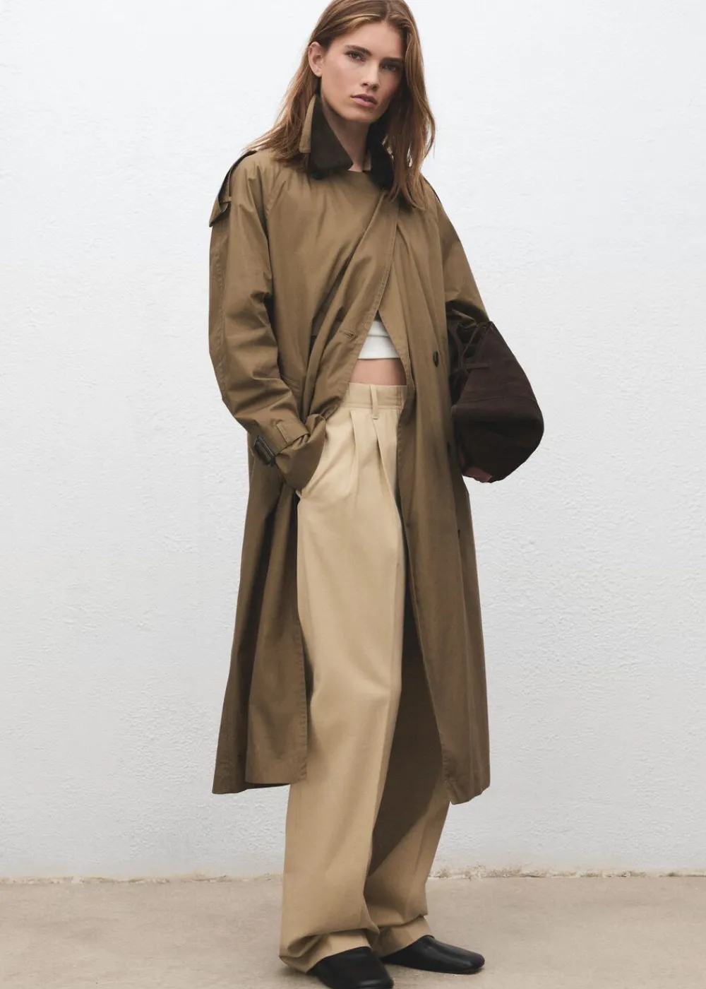 Dame MANGO Suede leather shopper bag