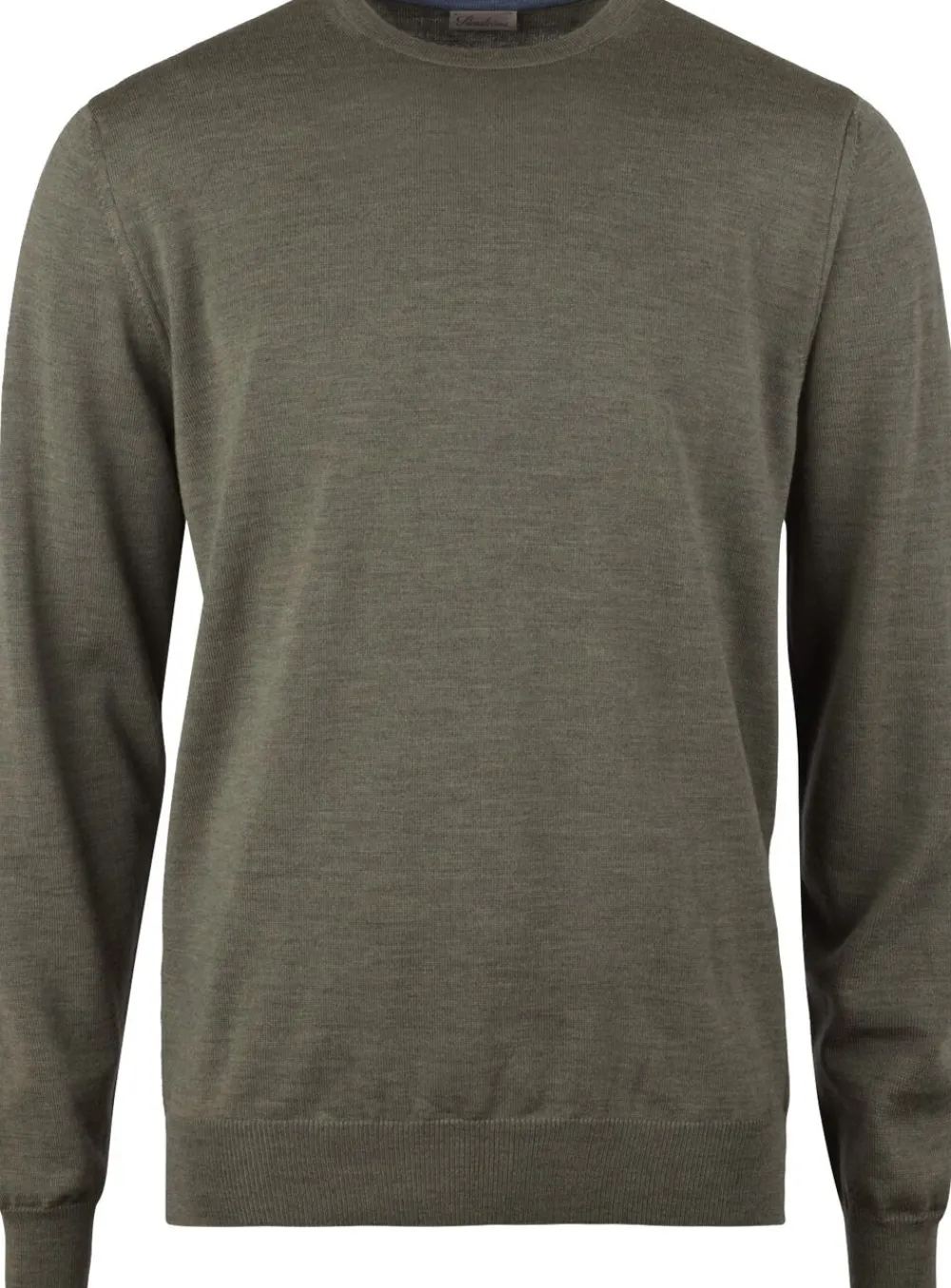 Stenströms Sweater Knitted Crew Neck With Patch Merino Wool Green Hot