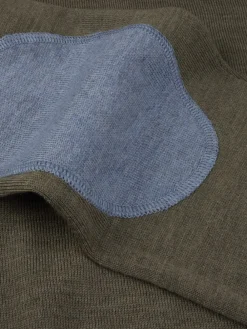 Stenströms Sweater Knitted Crew Neck With Patch Merino Wool Green Hot