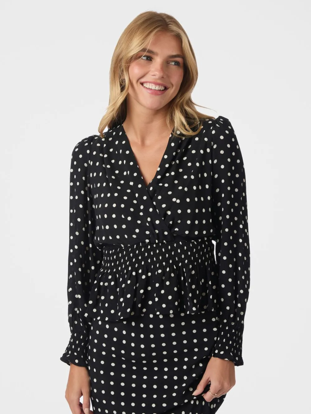 Dame Neo Noir Tamona Crepe Dot Blouse