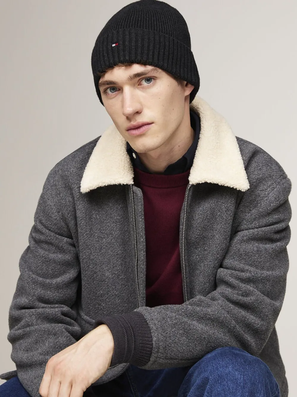 Tommy Hilfiger TH FLAG PIMA COTTON BEANIE Charcoal gray New