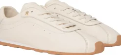 Tommy Hilfiger TH Monogram Low Profile Leather Trainers Soft cream New