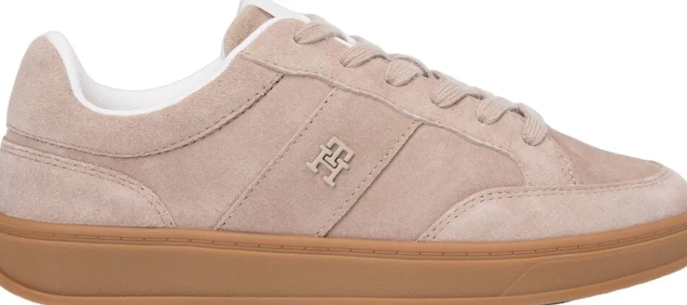 TH Monogram Suede Court Trainers>Tommy Hilfiger Outlet