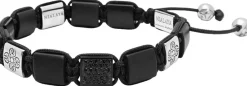 Nialaya The CZ Flatbead Collection - Onyx and Silver