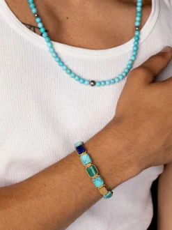 Nialaya The Dorje Flatbead Collection - Turquoise, Blue Lapis, Carnelian, Brow