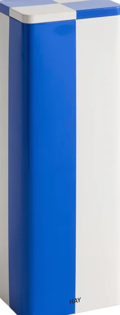 Hay Tin Container-Slim-Blue and off-white Best