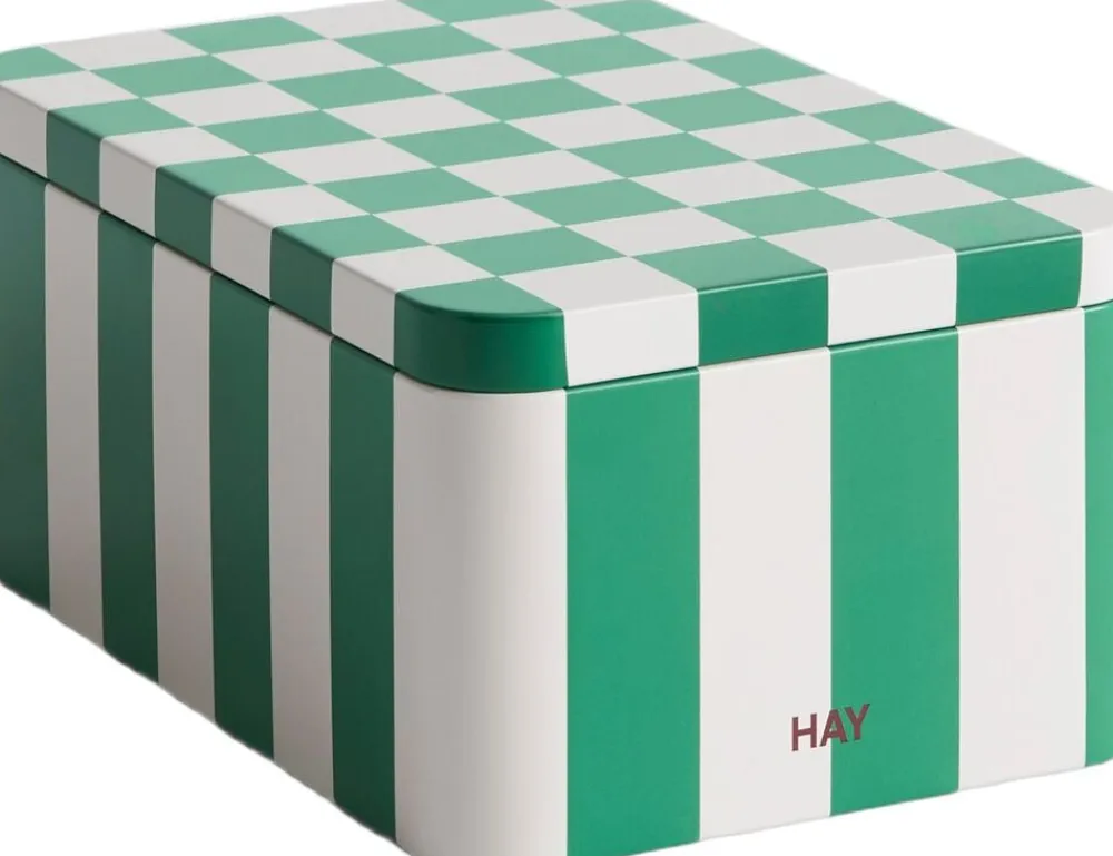 Tin Container-Small-Green and off-white>Hay Best