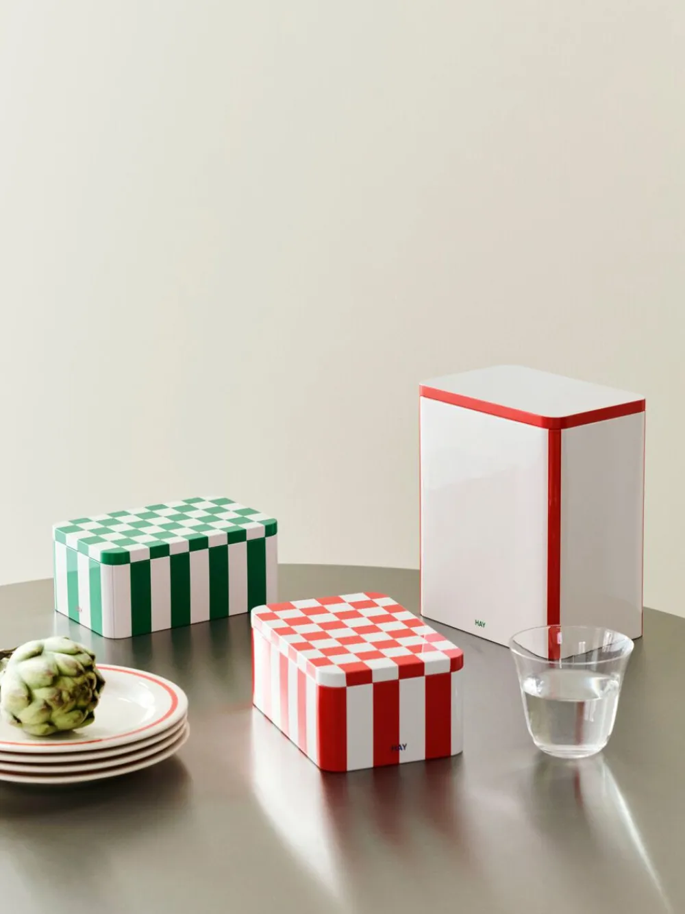 Tin Container-Small-Green and off-white>Hay Best