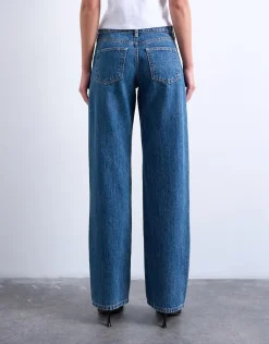 Topshop TSEMBER LR WIDE DNM JEANS MB Medium blue denim Outlet