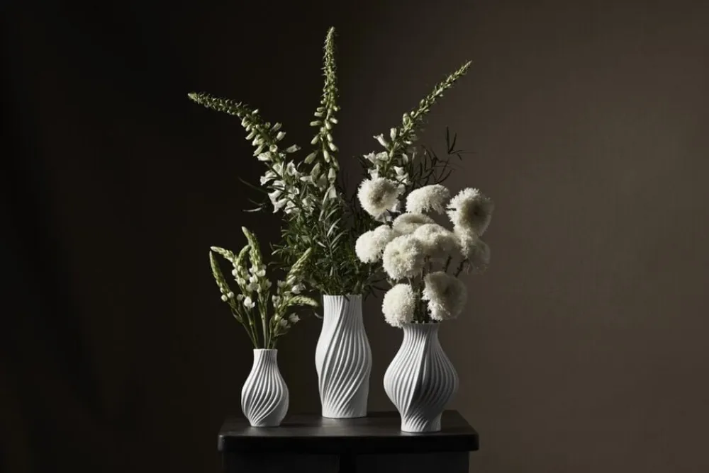 Twist Vase H31 cm hvid porcelæn>Kähler Discount