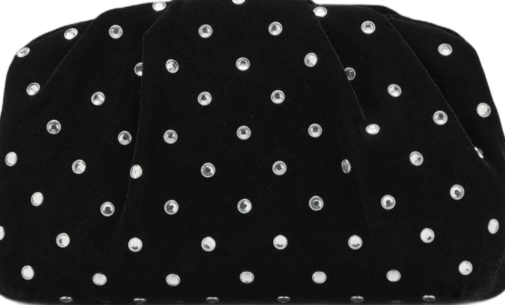 MANGO Velvet strass clutch Black