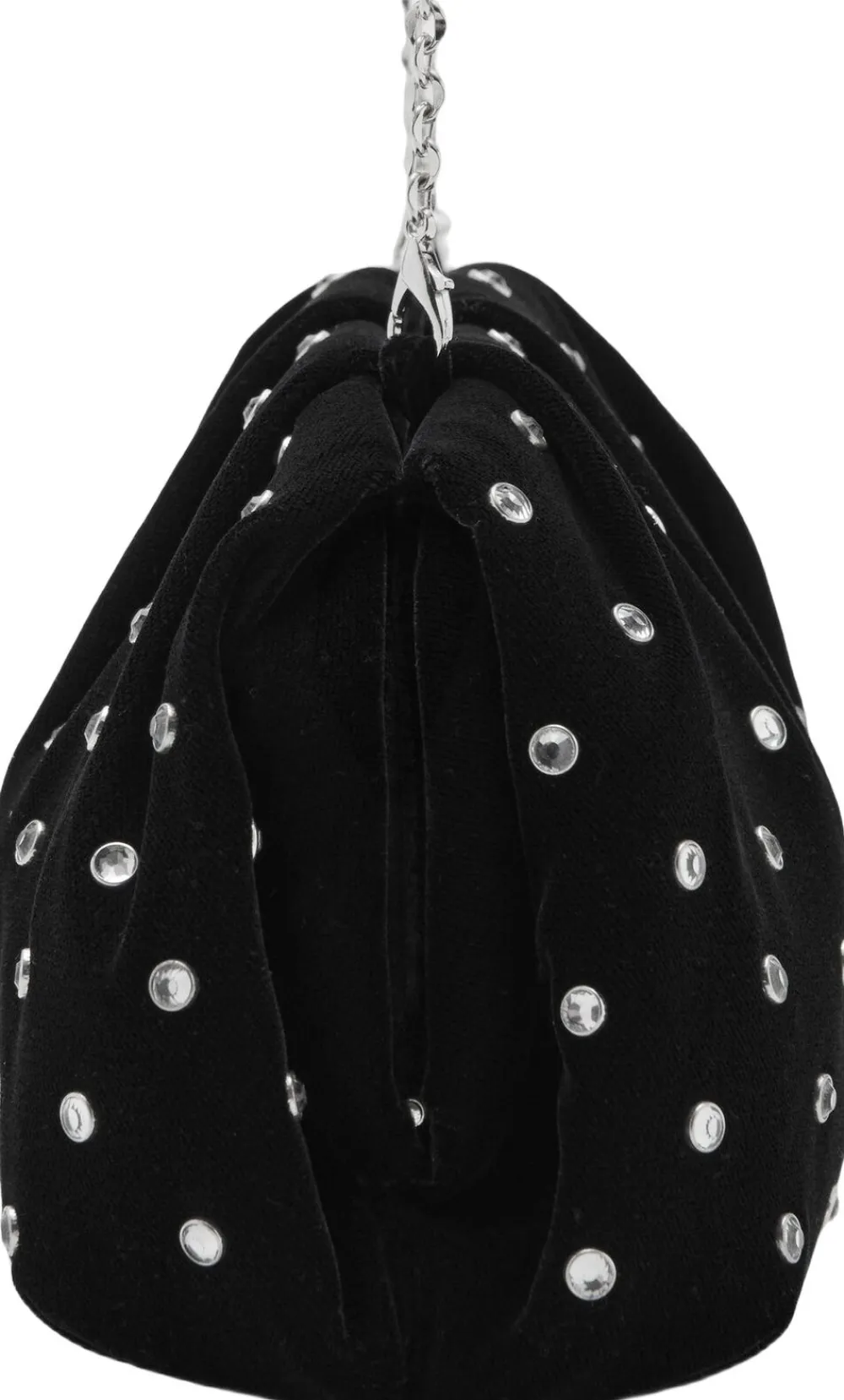 MANGO Velvet strass clutch Black