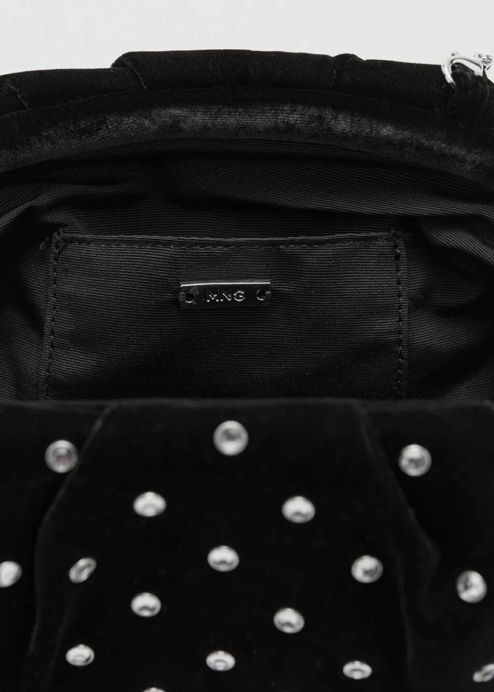 MANGO Velvet strass clutch Black