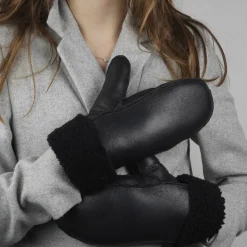VINSON - MITTENS - SHEEP SKIN WITH CURLY SHEARLING AROUND TH><noscript><img width=