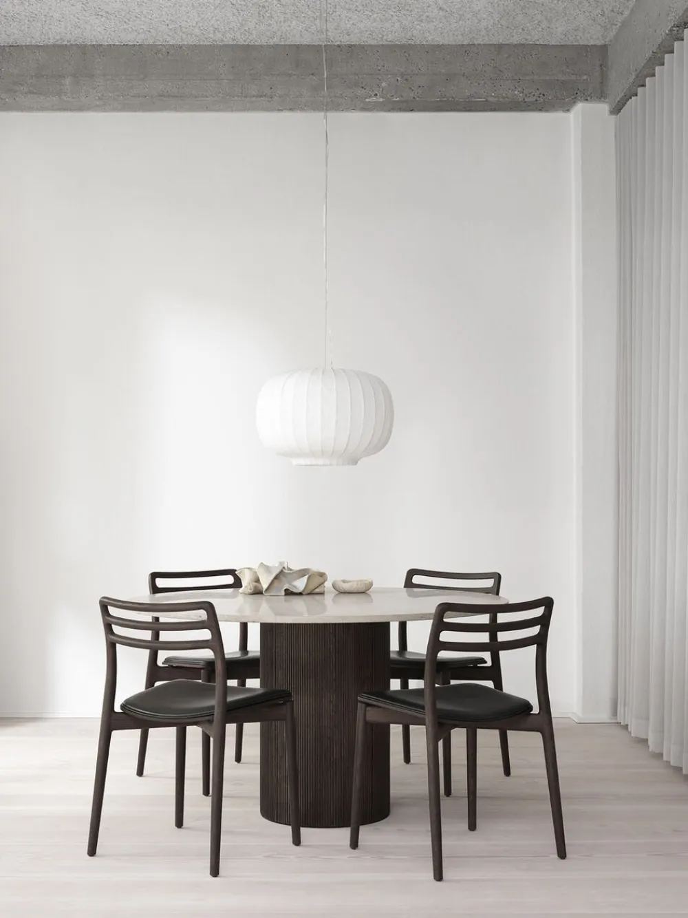 Vipp 494 Cabin round Ø130 L. Beige marble, Dark oak Hot