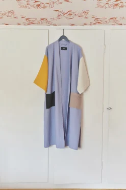 Waffle Bathrobe-Dusty blue multi>Hay Sale