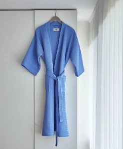 Hay Waffle Bathrobe-Sky blue Online