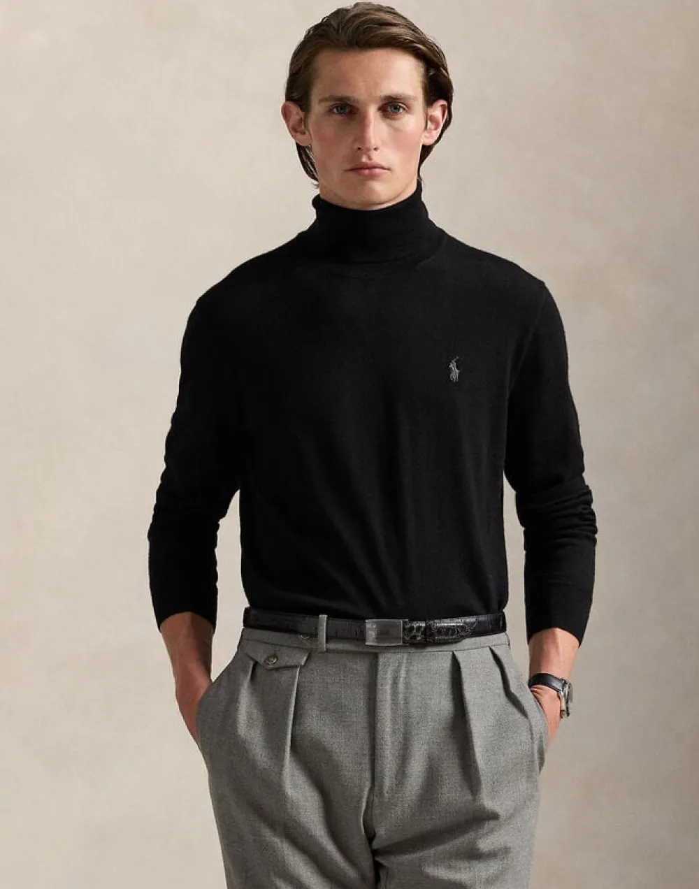 Polo Ralph Lauren Washable Wool Turtleneck Sweater Sort Discount