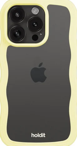 HoldIt Wavy Case iPhone 15 Pro Max Lemonade/Transparent Lys gul New