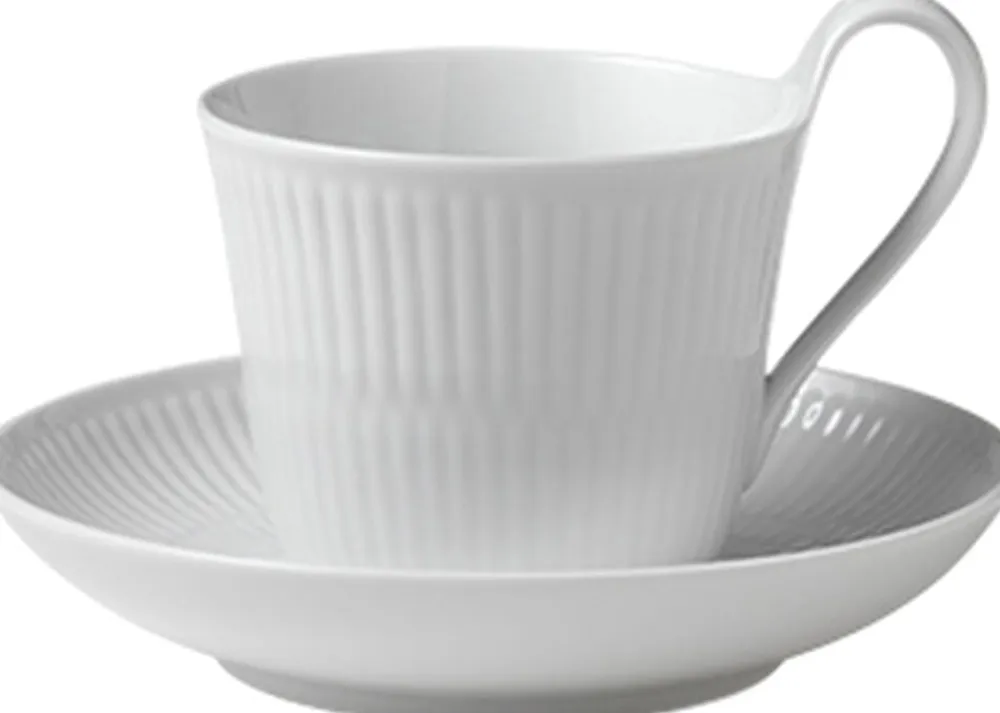 Royal Copenhagen White Fluted Cup and Saucer 24cl New