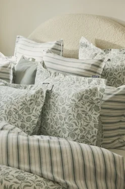Lexington White/Eucalyptus Striped Cotton Poplin Bed Set Hot