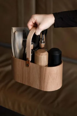 Wood Tray Caddy, Oak, 12x23x10 cm>Ekta Living Hot